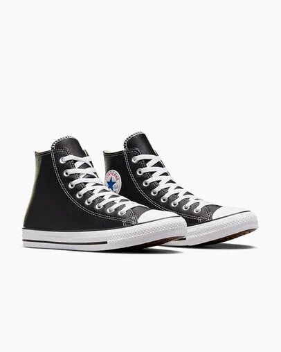 Black Converse Chuck Taylor All Star Leather Men Sneakers UK | C-62193809