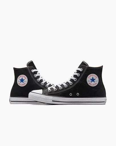 Black Converse Chuck Taylor All Star Leather Men Sneakers UK | C-62193809