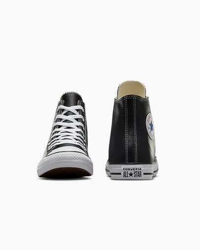 Black Converse Chuck Taylor All Star Leather Men Sneakers UK | C-62193809