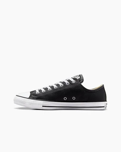 Black Converse Chuck Taylor All Star Leather Men Tennis Shoes UK | C-76981029