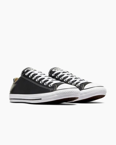 Black Converse Chuck Taylor All Star Leather Men Tennis Shoes UK | C-76981029