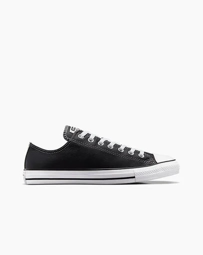 Black Converse Chuck Taylor All Star Leather Men Tennis Shoes UK | C-76981029