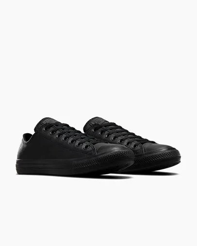 Black Converse Chuck Taylor All Star Leather Men Tennis Shoes UK | C-45910389