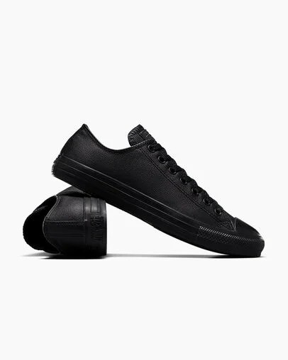 Black Converse Chuck Taylor All Star Leather Men Tennis Shoes UK | C-45910389