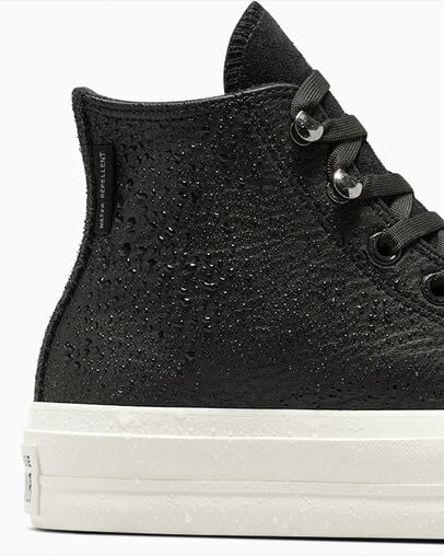 Black Converse Chuck Taylor All Star Lift Platform Water Repellent Leather Women Boots UK | C-96125349