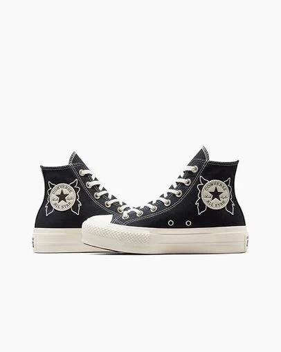 Black Converse Chuck Taylor All Star Lift Women Platform Shoes UK | C-47695289