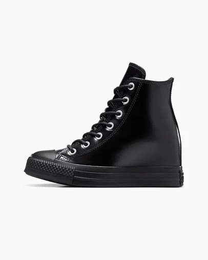 Black Converse Chuck Taylor All Star Wedge Women Platform Shoes UK | C-28154969