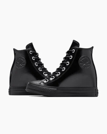 Black Converse Chuck Taylor All Star Wedge Women Platform Shoes UK | C-28154969