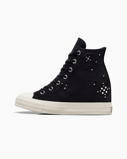 Black Converse Chuck Taylor All Star Wedge Women Platform Shoes UK | C-61358029