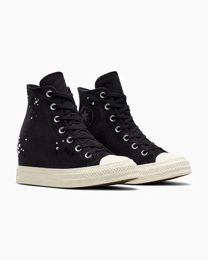 Black Converse Chuck Taylor All Star Wedge Women Platform Shoes UK | C-61358029