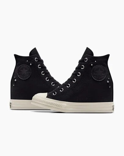 Black Converse Chuck Taylor All Star Wedge Women Platform Shoes UK | C-61358029