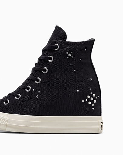 Black Converse Chuck Taylor All Star Wedge Women Platform Shoes UK | C-60437829