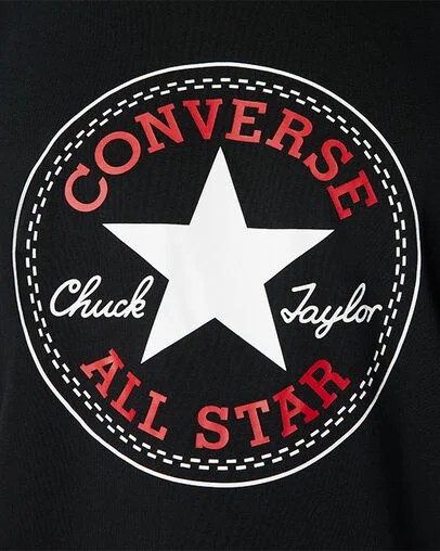 Black Converse Go-To All Star Patch Standard-Fit Men T Shirts UK | C-09653489