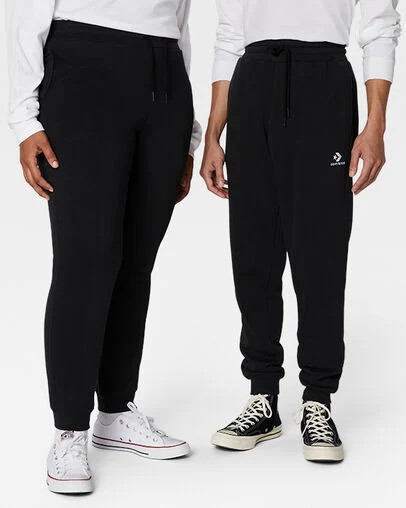 Black Converse Go-To Embroidered Star Chevron Standard-Fit Women Sweatpants UK | C-50236899