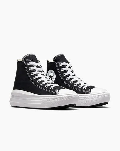 Black / Beige White Converse Chuck Taylor All Star Move Men Platform Shoes UK | C-42379089