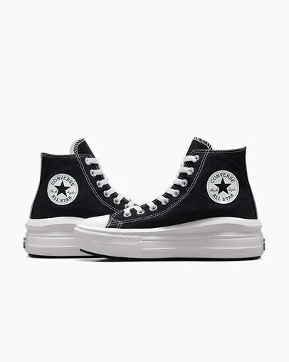 Black / Beige White Converse Chuck Taylor All Star Move Men Platform Shoes UK | C-42379089