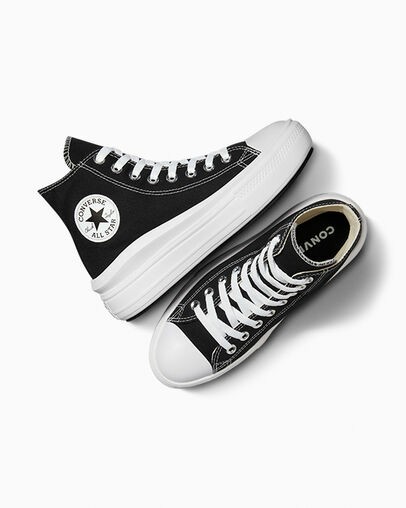 Black / Beige White Converse Chuck Taylor All Star Move Women Platform Shoes UK | C-69710539