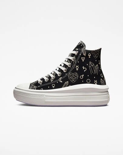 Black / Beige White Converse Chuck Taylor All Star Move Women Platform Shoes UK | C-21056739