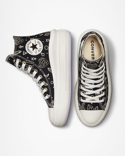 Black / Beige White Converse Chuck Taylor All Star Move Women Platform Shoes UK | C-21056739