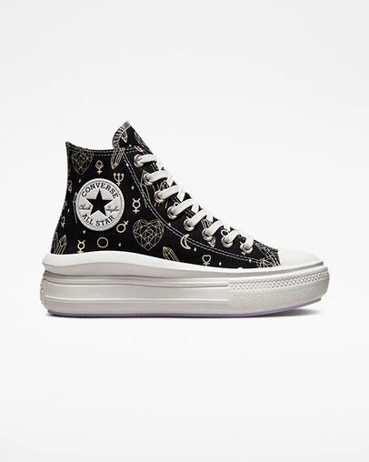 Black / Beige White Converse Chuck Taylor All Star Move Women Platform Shoes UK | C-21056739