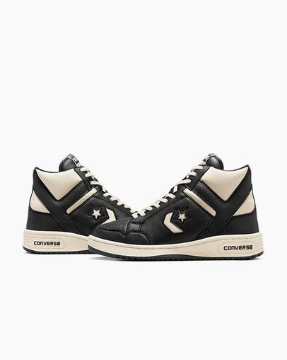 Black / Beige White / Black Converse Weapon Leather Women Boots UK | C-91482079