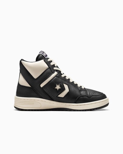 Black / Beige White / Black Converse Weapon Leather Women Boots UK | C-91482079