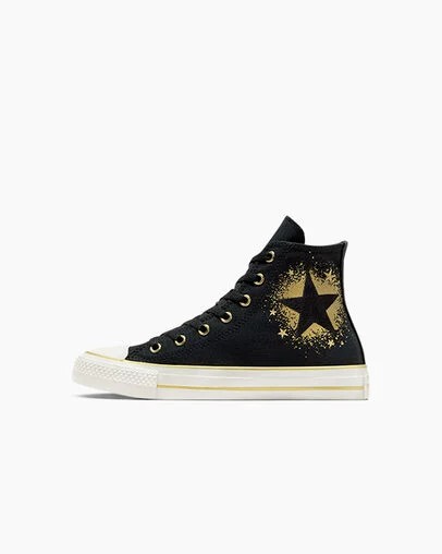 Black / Gold / White Converse Chuck Taylor All Star Gold Metallic Kids' Sneakers UK | C-70842169