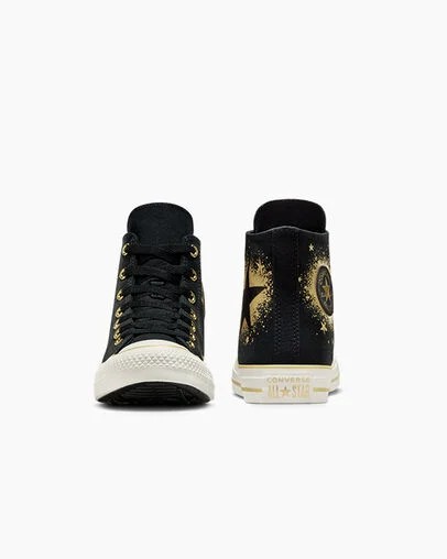 Black / Gold / White Converse Chuck Taylor All Star Gold Metallic Kids' Sneakers UK | C-70842169