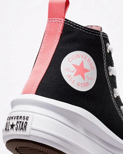 Black / Pink Light Blue / White Converse Chuck Taylor All Star Move Color Pop Kids' Platform Shoes UK | C-74380529