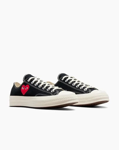 Black / Red Converse PLAY Comme des Garçons Single Heart Chuck 70 Men Sneakers UK | C-36142879