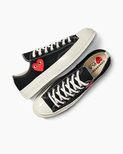 Black / Red Converse PLAY Comme des Garçons Single Heart Chuck 70 Men Sneakers UK | C-36142879