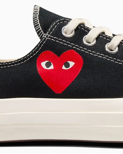 Black / Red Converse PLAY Comme des Garçons Single Heart Chuck 70 Men Sneakers UK | C-36142879