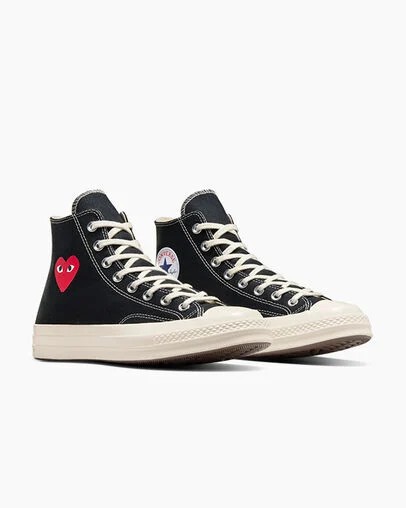 Black / Red Converse PLAY Comme des Garçons Single Heart Chuck 70 Men Sneakers UK | C-86739059