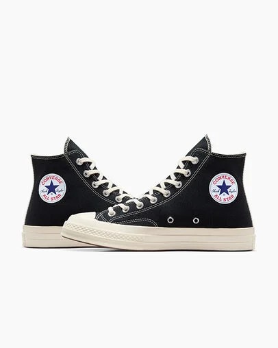 Black / Red Converse PLAY Comme des Garçons Single Heart Chuck 70 Men Sneakers UK | C-86739059