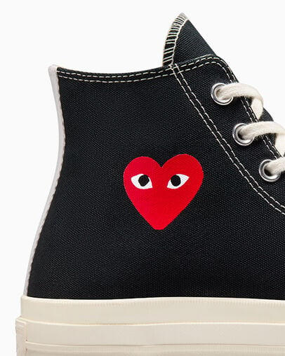 Black / Red Converse PLAY Comme des Garçons Single Heart Chuck 70 Men Sneakers UK | C-86739059