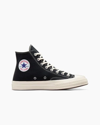 Black / Red Converse PLAY Comme des Garçons Single Heart Chuck 70 Men Sneakers UK | C-86739059