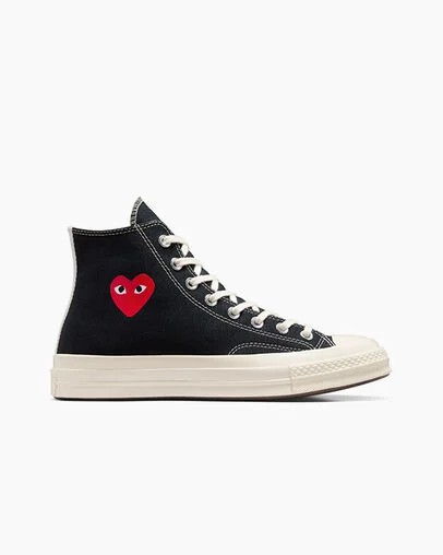 Black / Red Converse PLAY Comme des Garçons Single Heart Chuck 70 Men Sneakers UK | C-86739059