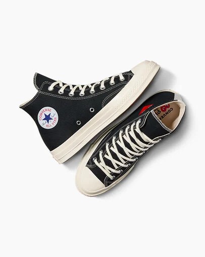 Black / Red Converse PLAY Comme des Garçons Single Heart Chuck 70 Men Sneakers UK | C-86753929