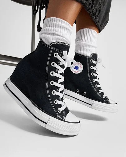 Black / Red / Navy Converse Chuck Taylor All Star Wedge Women Platform Shoes UK | C-32570149