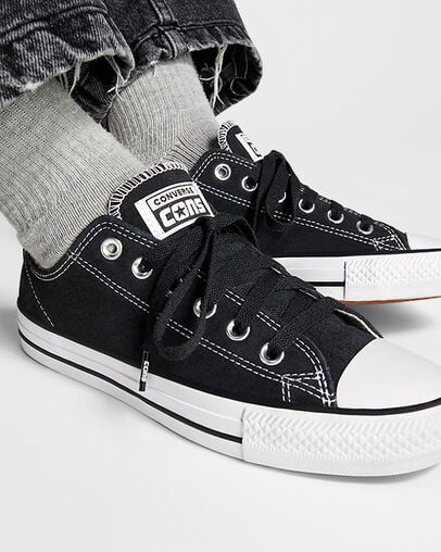 Black / White Converse CONS Chuck Taylor All Star Pro Suede Women Skate Shoes UK | C-25031489