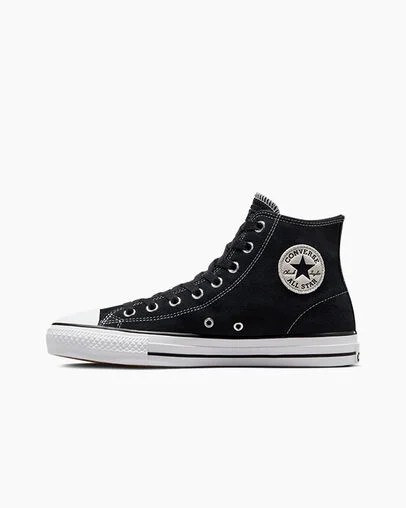 Black / White Converse CONS Chuck Taylor All Star Pro Suede Women Skate Shoes UK | C-12736049