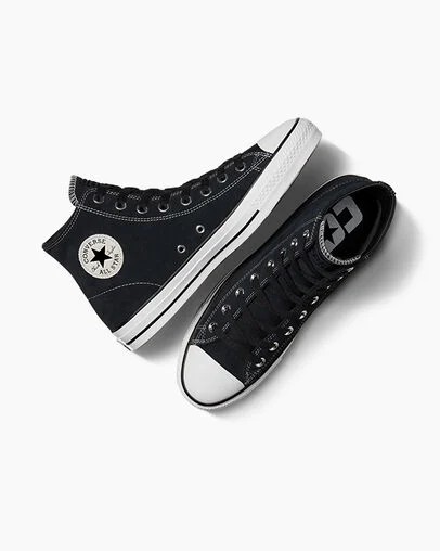 Black / White Converse CONS Chuck Taylor All Star Pro Suede Women Skate Shoes UK | C-12736049