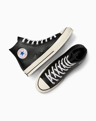 Black / White Converse Chuck 70 Leather Men Sneakers UK | C-91258049