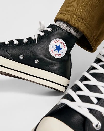 Black / White Converse Chuck 70 Leather Men Sneakers UK | C-91258049