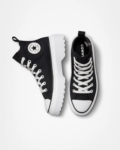 Black / White Converse Chuck Taylor All Star Lugged Lift Platform Kids' Canvas Shoes UK | C-82039479