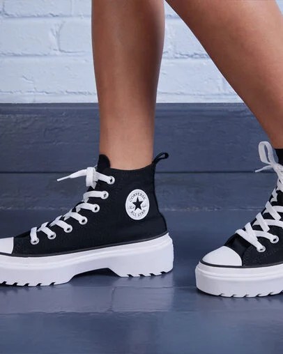 Black / White Converse Chuck Taylor All Star Lugged Lift Platform Kids' Canvas Shoes UK | C-82039479