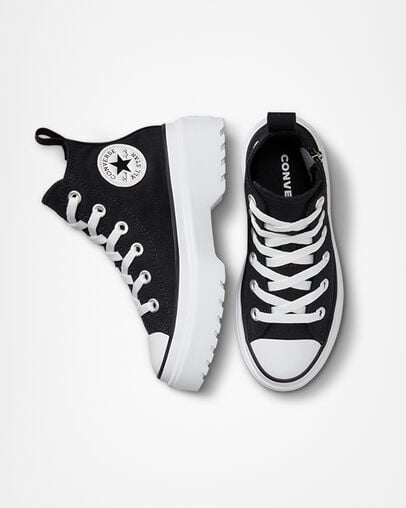 Black / White Converse Chuck Taylor All Star Lugged Lift Platform Kids' Canvas Shoes UK | C-46792309