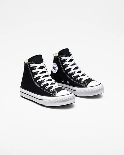 Black / White Converse Chuck Taylor All Star EVA Lift Kids' Platform Shoes UK | C-92483169