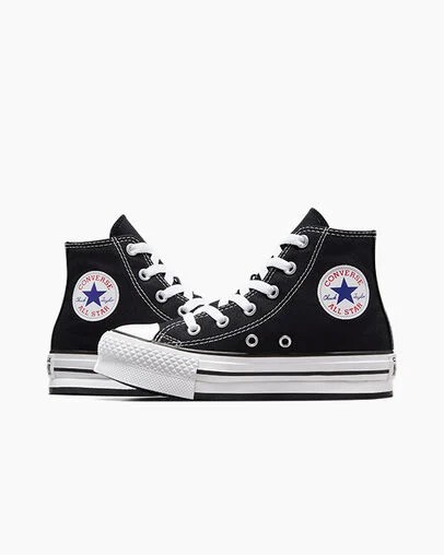 Black / White Converse Chuck Taylor All Star EVA Lift Kids' Platform Shoes UK | C-02619389