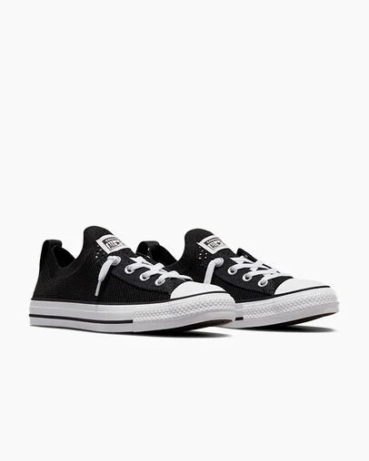 Black / White Converse Chuck Taylor All Star Shoreline Knit Women Slip On Shoes UK | C-27693089